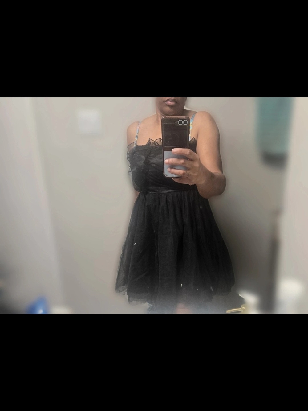Black Strapless Tulle Mini Dress